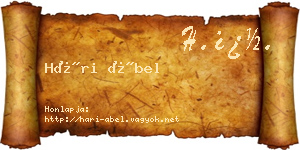 Hári Ábel névjegykártya